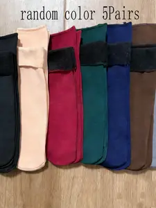 5 Pairs Warm Comfortable Pure Color Ski Socks, Unisex Winter Mid-Calf Snow Socks, Sport Socks, Elastic Socks, Men and Women, Ideal for Cold Weather