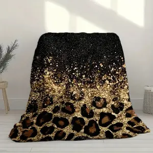 Luxurious Leopard Print Flannel Blanket, Ultra-Soft Warm Throw for Home Bedroom Sofa Travel, Soft Fluffy Blanket, High-Quality Polyester Material, Animal Blankets