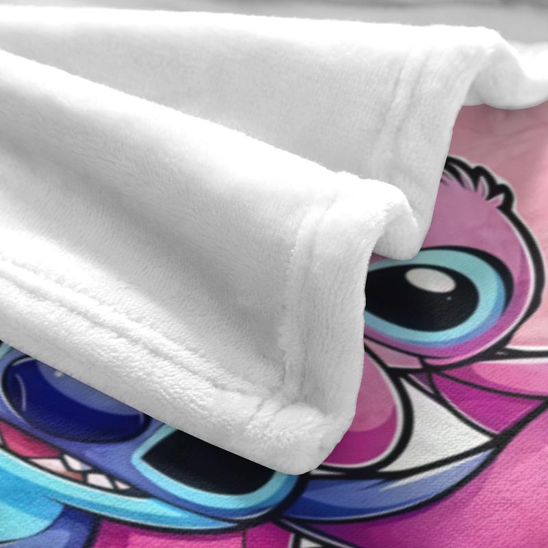 Disney Stitch Blanket Collection - Pink Floral Design Featuring Stitch & Friends Soft Cozy Throw Blanket for Kids and Adults