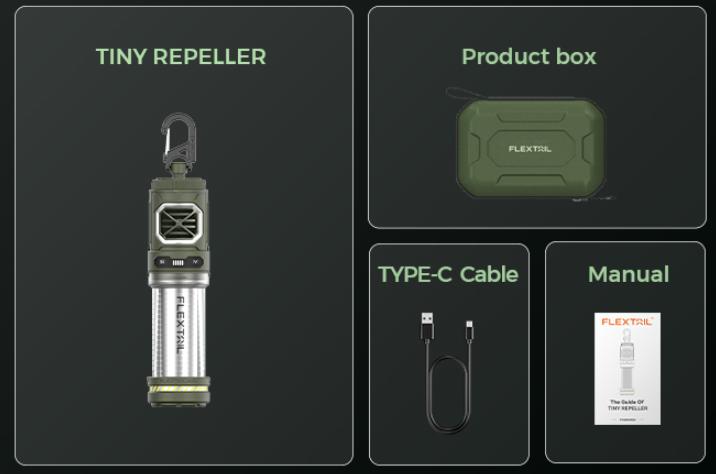 FLEXTAIL Tiny Repel - Rechargeable Mosquito Repellent, 329°F Heating, 30ft Protection Zone for Outdoor Camping Backpacking Patios (Repellent Pads Not Included)  Multifunction Durable