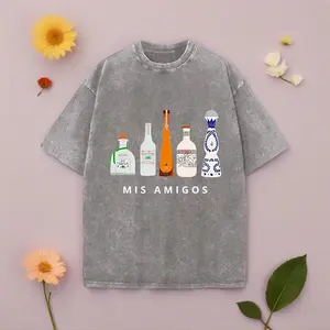 Mis Amigos Friends Theme Tequila Inspired Vintage Washed Graphic Tee Men Oversized Summer Party Outfit Ideas Streetwear