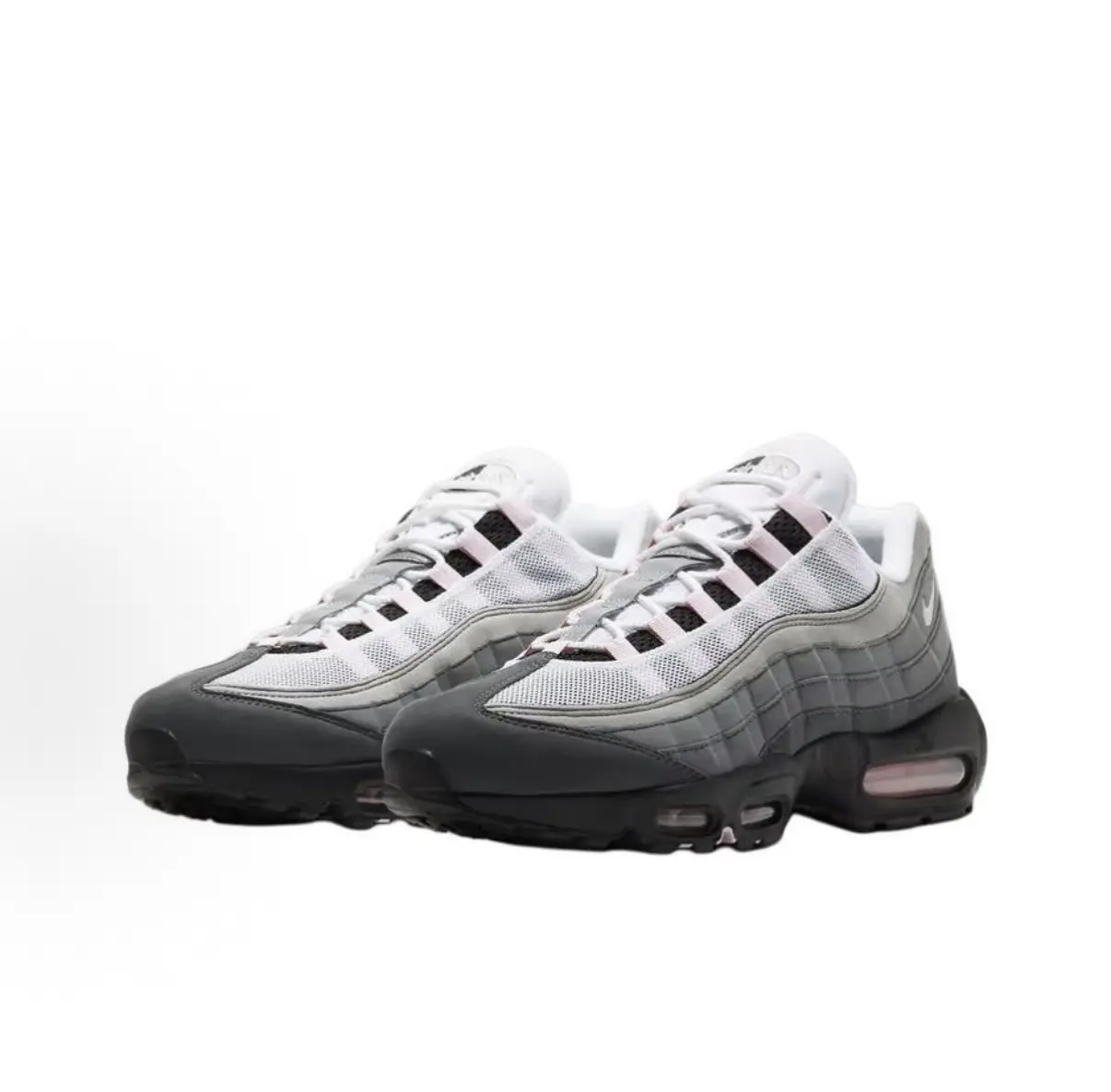 Trendy Grey Gradient Pink Detail Air Cushion Sneakers With Breathable Mesh Upper, Shock Absorbing Air Midsole Provides Long-Lasting Comfort For Daily Wear