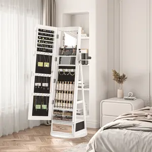[Valentine's Day gift]LHBCRAFT Mirror Jewelry Cabinet Standing, jewelry armoire, Mirror with Storage, Standing Jewelry Armoire Organizer, Mirror Cabinet