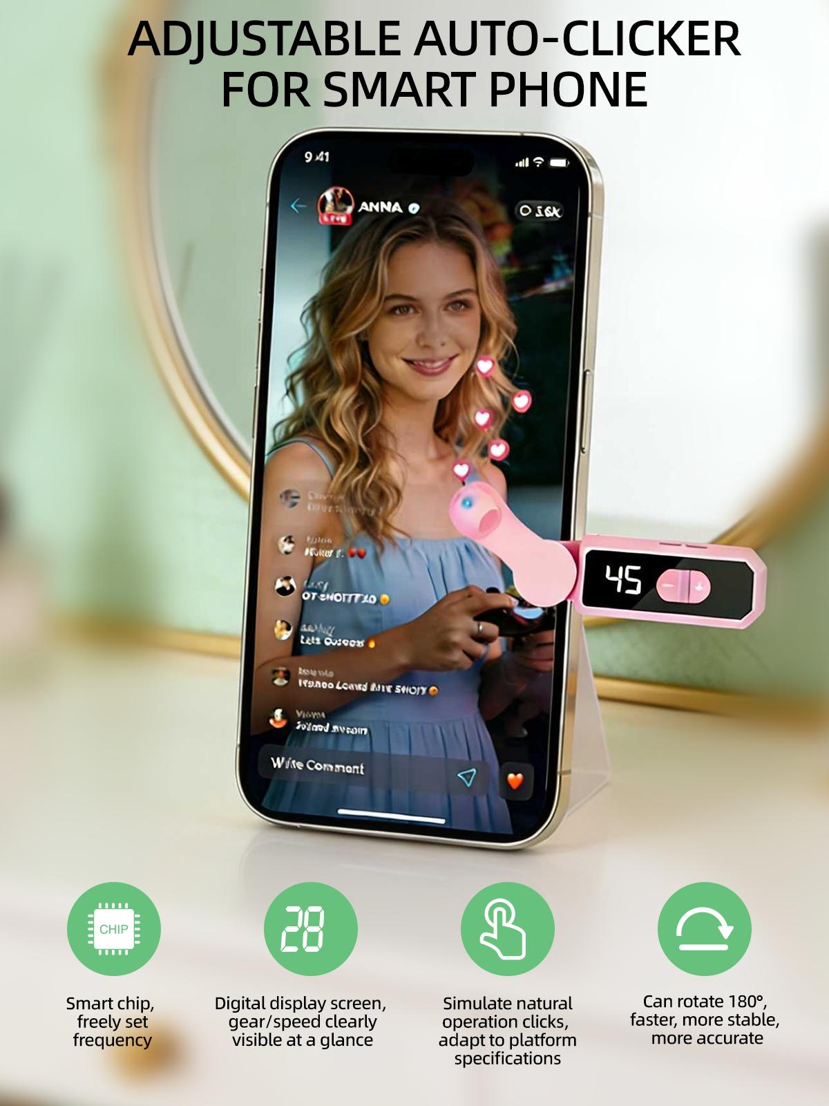 Auto Clicker for Smart Phone, Phone Screen Device Speed Clicker for iPhone iPad Apps, Fast Click Simulation Finger Continuous Click for Tiktok, Live Broadcasts Likes, Lightning Deal, Reward Task, Plug and Play