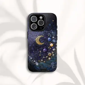 Celestial Stained Glass Phone Case, Mosaic Tough Case  For IPhone 17 16 15 14 13 12 11 X & Samsung S25 S24 S23 S22