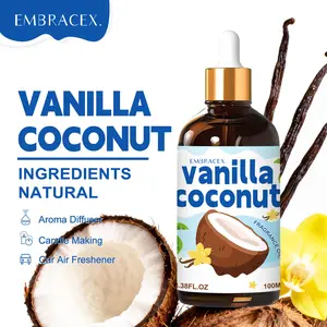 100ML Vanilla Coconut Scented Essential Oils, Food Grade Fragrance Oil, Aroma Diffuser Oil, Humidifier Diffuser, DIY Soap Candle Bath Car Air Freshener