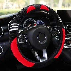 Cute Monster Winter Steering Wheel Cover, Soft Plush Non-Slip Knit, Universal Car SUV Accessory, Warm Thick Fashionable Cartoon Interior Decor, Steering Wheel Wrap