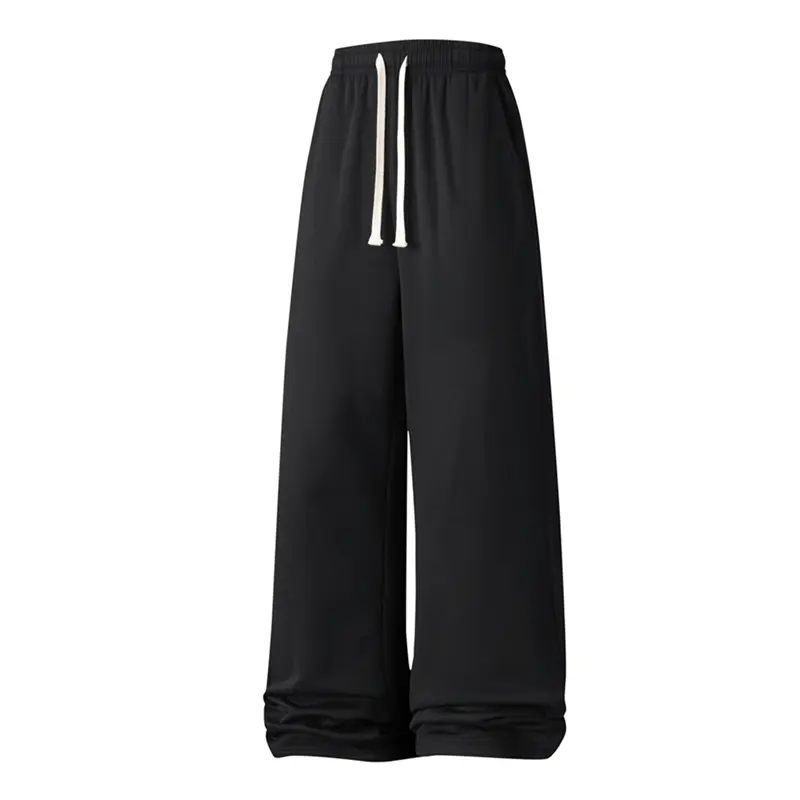 Men's Solid Color Fleece Lined Drawstring Waist Joggers, Autumn and spring Casual Slim Fit Straight Black Pants pantalones para hombre Classic Stylish pantalones para hombre