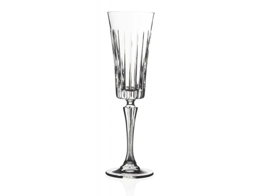 RCR Timeless Crystal Flute Champagne Glasses Set, Straight Cut, 7oz Kitchenware Drinkware for Celebrations