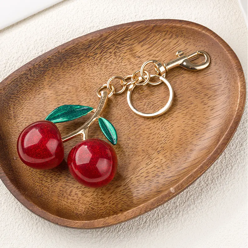 Big red cherry+green leaves