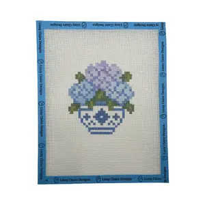 Hydrangeas in a Ginger Jar - 13 mesh - 8 x 10 - Needlepoint Canvas
