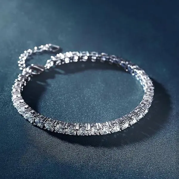 【VIP4 F】QUEENOU 10.8 CT Cubic Zirconia Classic Tennis Bracelet, 4mm CZ Tennis Bacelet 18k White Gold Plated for Women and Men (6.5‘’- 8.5‘’)