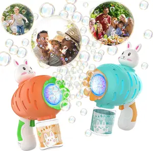 Christmas gift for kids Bubble Gun Machine 2 Pack for Kids Toddlers, 10 Hole Bunny Bubble Wand Blaster, Automatic Bubble Blower with LED Lights