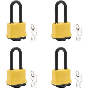 Heavy Duty Covered Laminated Steel Padlocks Keyed Alike, Weatherproof Padlocks with 1-9/16 in.Wide Body, Long Shackle for Gate, Shed, Storage Locker Lock