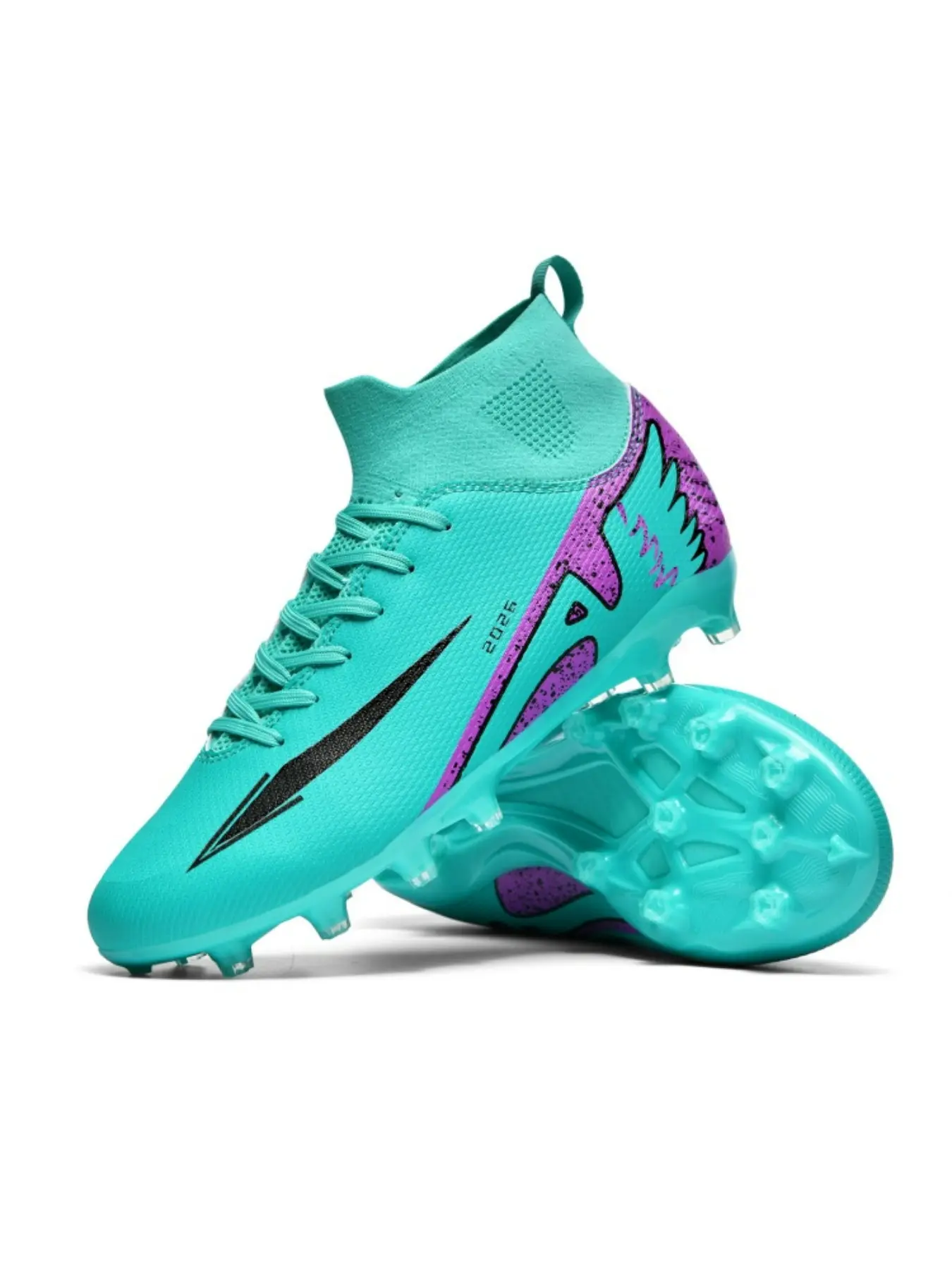 Ag/fg Professional Soccer Training Shoes, Anti-Slip Football Cleats, Sporty Geometric Design, Medium Width, All Seasons, Unisex Adult Youth