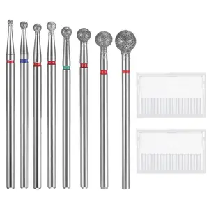 16 x Nail Drill Bits 3/32" Diamond Ball Cuticle Bit Universal Manicure Drill Bits Professional Safety Cuticle Remover Bit Nail Prepare Pedicure Tool for Nails File Machine Acrylic Gel Polishing