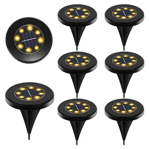 Solar Ground Lights Outdoor, Flat Solar Powered Disc Lights, Garden In-ground Pathway Light Landscape Lighting, for Patio Pathway Lawn Yard Deck Driveway Walkway