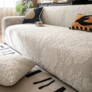 1pc Polar Fleece Fully Fitted Elastic Sofa Cover, All-Season New Anti-Slip Dust-Proof Protective Slipcover with Cushion, Soft Sofa Protector