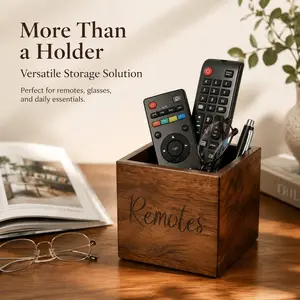 Desktop Organizer Box, Wooden Storage Box for Pens, Remote Controls, Miscellaneous Items, Home Office Decorative Storage Solution