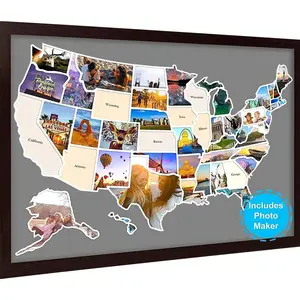 Photo Map - 50 States Travel Map 24 x 36 in, Includes Photo Maker, Gift Idea for Lovers Couples Adventurers, United States Weve Visited Vocation Travel Tracker Wall Décor (Frame NOT Included)