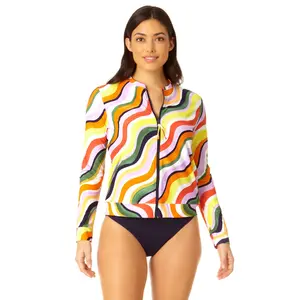 Anne Cole - Women's Long Sleeve Zip Front Rash Guard Top