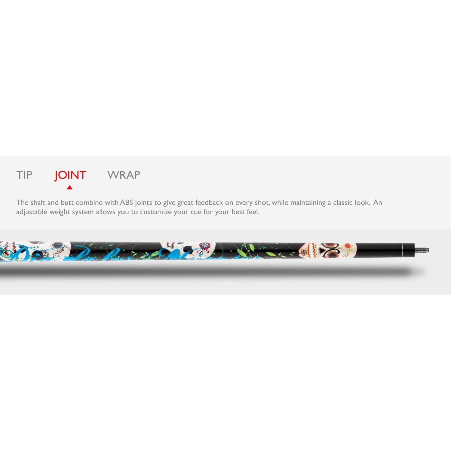 Viper Underground Dia de los Muertos Professional Pool Cue Stick - Billiards Cue with Pro Taper Grips, Maple Wood, Adjustable Weight System, Lightweight Steel Construction & Joints