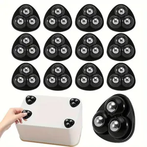 4pcs 360° Rotatable Furniture Sliders with Non-Slip Adhesive - ABS Plastic Casters for Easy Moving