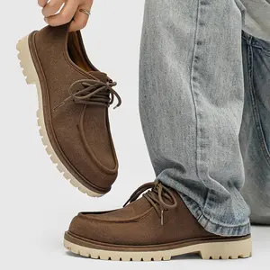 UYCEKK Men'S Low-Top Business Casual Sailing Shoes| Caramel, Thick-Soled Anti-Slip Design, Retro Texture, Suitable for Business Commuting and Casual Travel