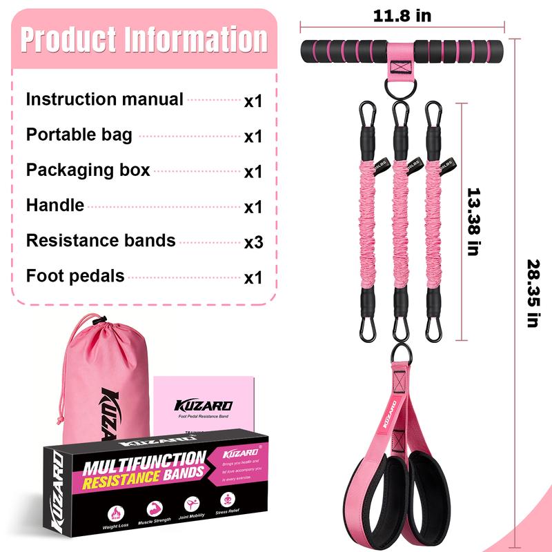 KUZARO Upgraded Pedal Resistance Band – Durable Latex Tubes, Soft Foot Pedals, Sit-Up & Stretch Fitness Equipment