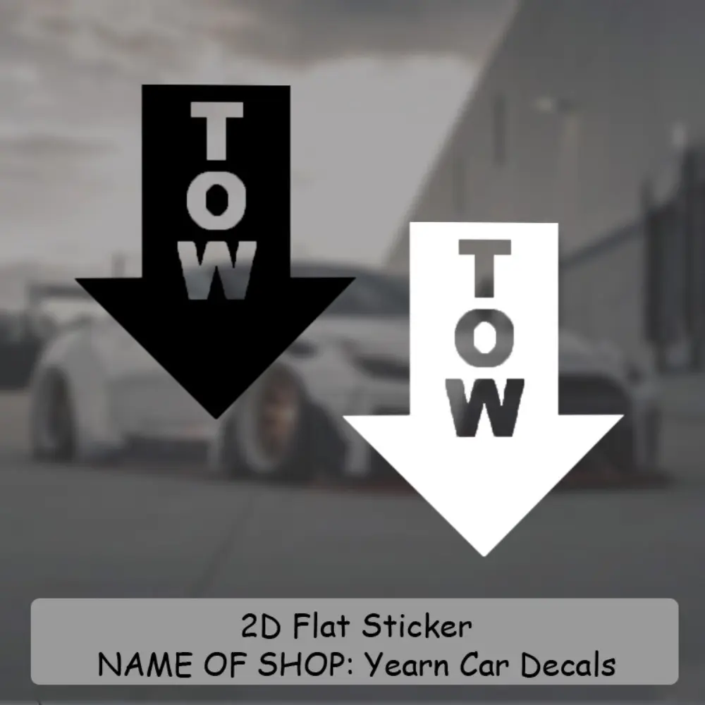 1PC Trendy Practical Warning "TOW Arrow Logo" Sticker - For car-themed suitcases, desk tool ornaments, practical merch. Large arrow + "TOW" design is trendy, adds eye-catching practical details. Great for practical warning decor!
