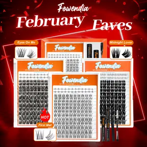 Fowendia First Met Eyes On Me Midnight Lover Universal Lashes, Cluster Lashes C D Curl, DIY Lash Extension Kit and Lash Clusters, 8-18mm with Bond, Seal, and Remover - Ultra-Thin Transparent Bands dealsforyoudays