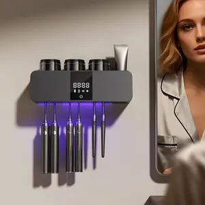 Wall-Mounted Toothbrush Holder, Uvc Toothbrush Disinfector, Smart Toothbrush Organizer, Automatic Toothpaste Dispenser, Long Battery Life, Uv Toothbrush Holders