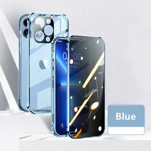 iPhone 17 Air 16 Pro Max Privacy Protection Magnetic Dual Glass Protective Case, Full Coverage Metal Magnet Back Cover, Anti-Spy Phone Shell