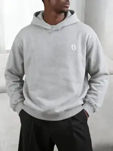 Premium Men's Cotton Blend Hoodie with Embroidered Logo, Oversized Comfort Pullover Sweatshirt, Stylish and Cozy Outerwear for Daily Wear
