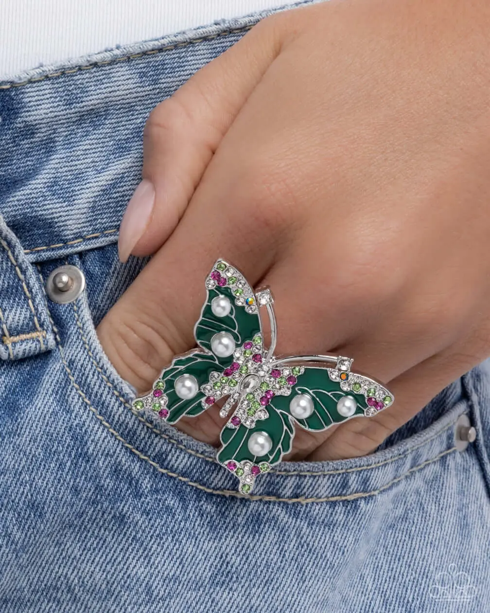 Fluttering Formal - Green Paparazzi Butterfly Ring