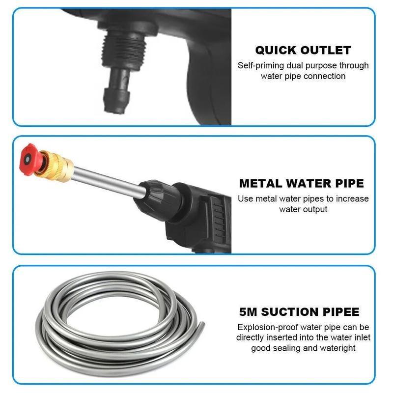 Cordless Electric High Pressure Water Spray Gun 4000PSI Portable Car Washer Detailing Tool w/5 Nozzle Quick Connect Expert Airbrush Kit Heavy Duty 800W 12000mAh 21VF