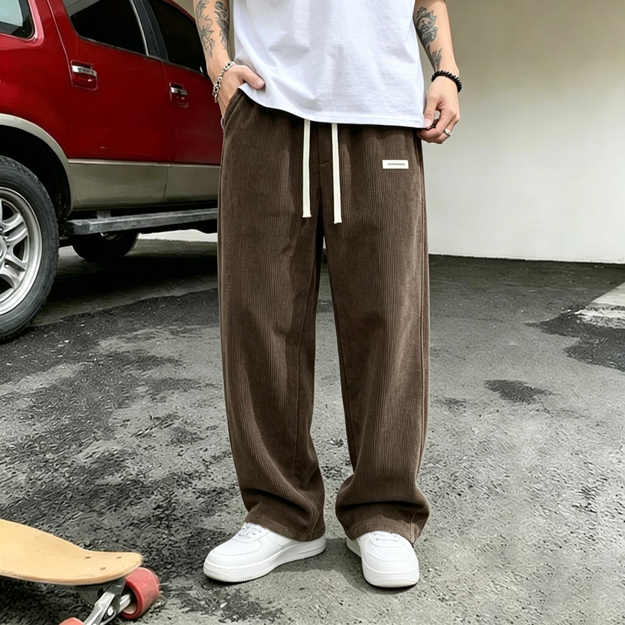 Men’s retro corduroy casual pants, loose straight fit, comfortable breathable fabric, versatile new arrival for spring, summer, and autumn