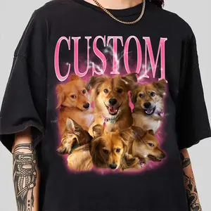 Custom Your Pet T-Shirt, Personalized Pet T-Shirt, Vintage Custom Dog Shirt, Custom Photo Shirt, Pet Photo Shirt, Ideal for Pet Lovers  Top Crewneck Tshirt