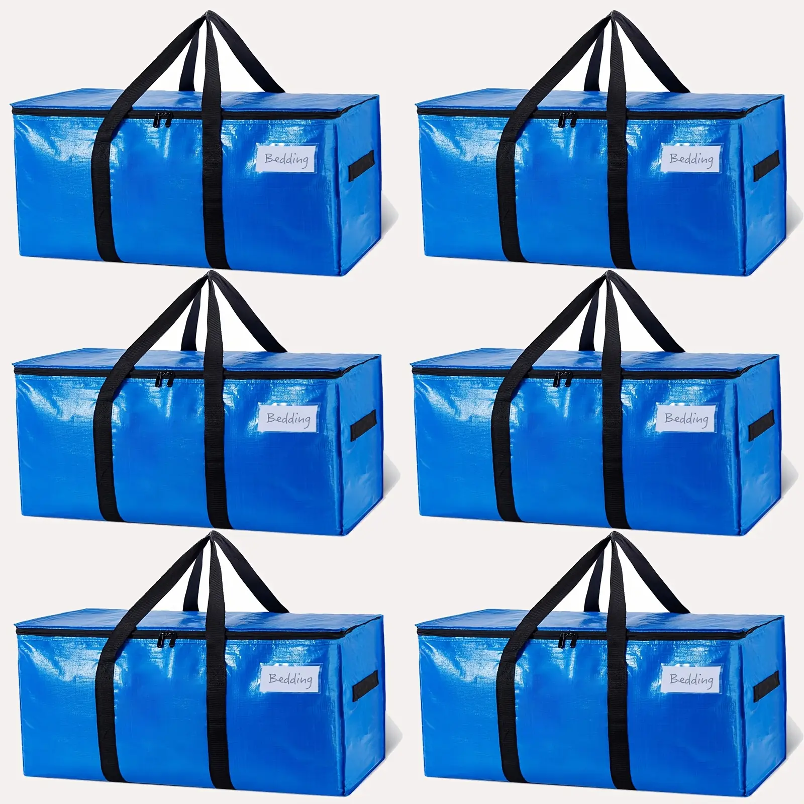6 Pack Extra Large Moving Bags Heavy Duty with Zippers & Carrying Handles, Durable Storage Bags Moving Boxes for Closet Organizers and Storage,ideal for space saving, moving, camping(6 Pack, Blue)