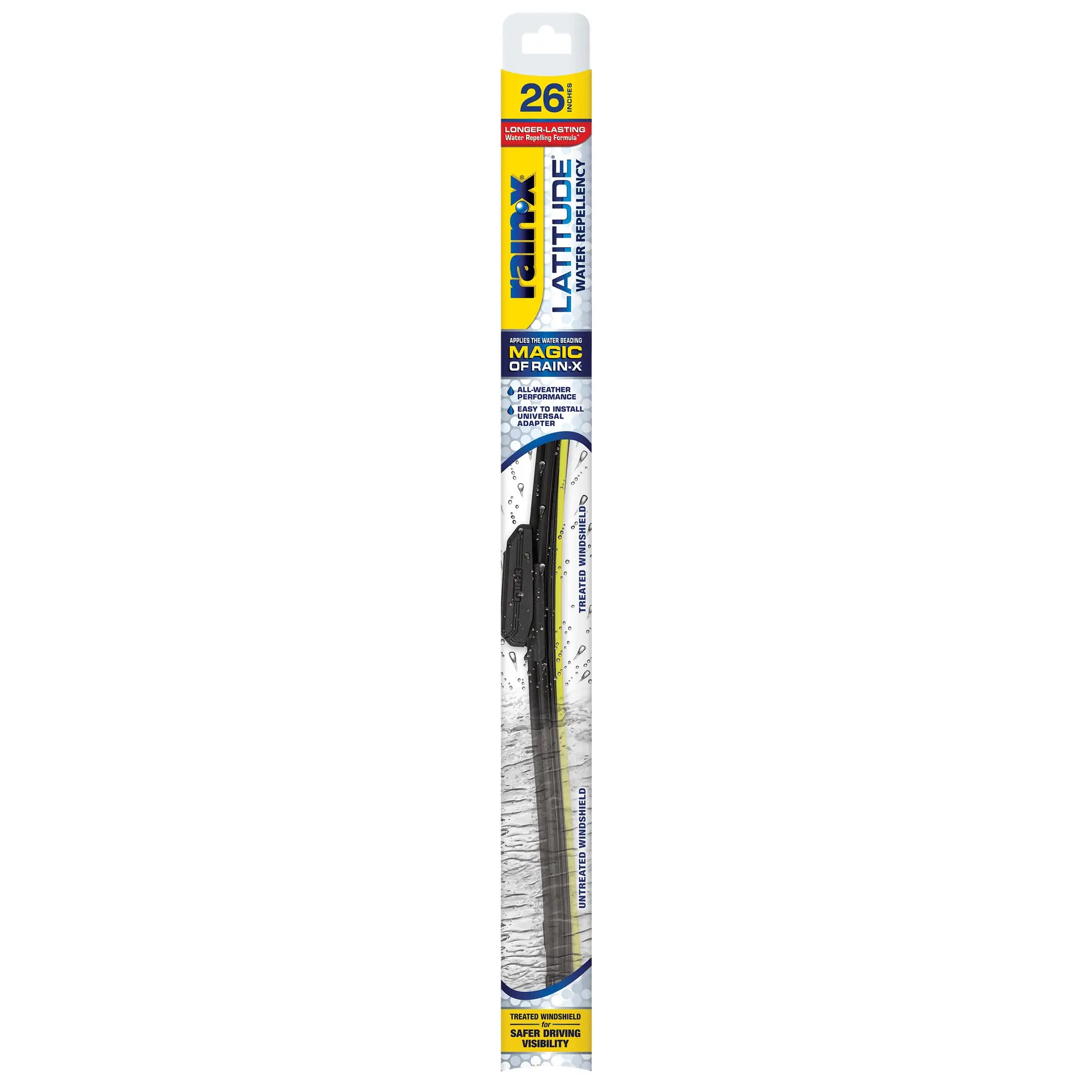 Rain-X Latitude 2-in-1 Windshield Wiper Blade - 26 inches, Easy Installation, Front Pair (Driver & Passenger Side), Reduced Noise Wind Lift, Water Repellency, 2-In-1 Wiper Blade, Superior Driving Visibility