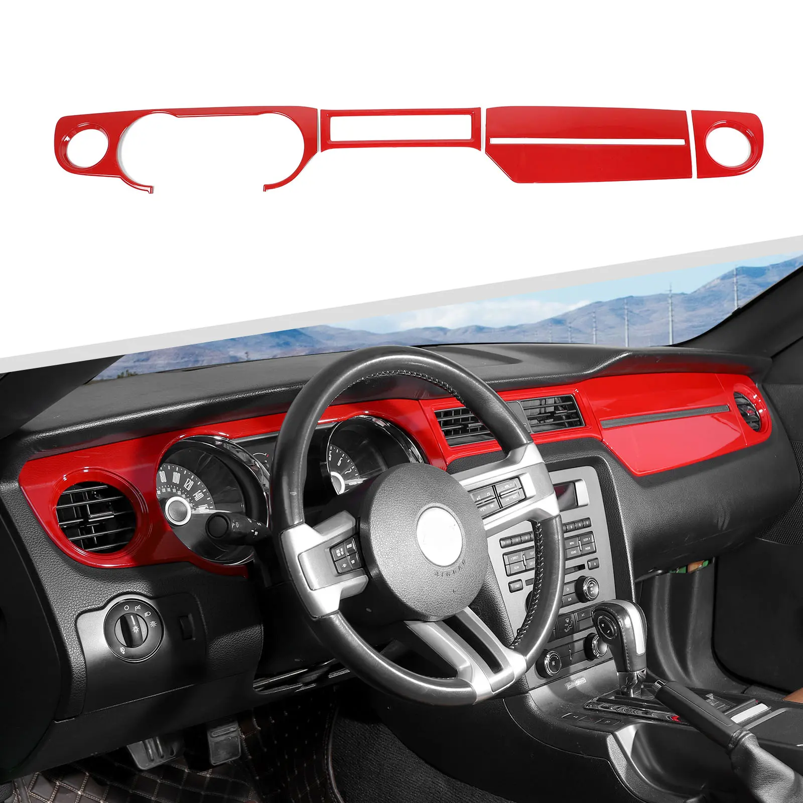 Carbon Fiber Finish Car Interior Center Console Dashboard Decor Trim Sticker, Car Accessory for 2010-2014 Ford Mustang, Car Dashboard Decorations, Cars Accessories