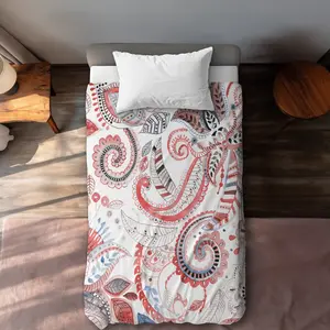 360 Stand Twin XL Duvet Cover, Paisley Print Coral Microfiber Soft-Face Fabric, Vibrant Bedding Linen for Extra Long Twin Size Beds - Textiles & Soft Furnishings, Microfiber Face, Soft Fabric