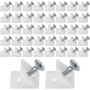 120 Pcs Drawer Bottom Support Brackets,Drawer Wedges with Screws, Fixing Mending Wedges, Angle Code Bracket Fasteners, Plastic Drawer Reinforcement Repair Kit for Furniture Sagging Drawer