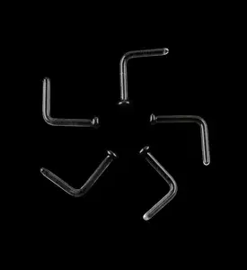 Black Top Glass L Bend Nose Ring