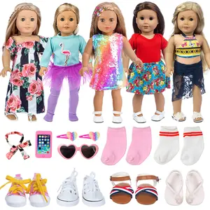 DEARBEI 18 Inch Doll Fashion Clothes 5 Sets Include Outfits Mermaid Dress Bikini Hats Handbags Accessories Doll Not Included