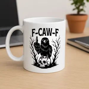 Funny Crow Mugs, F-Caw-F Coffee Mug Funny Gifts for Raven Lover Funny Raven, Gift for Friend, Colleague, Family