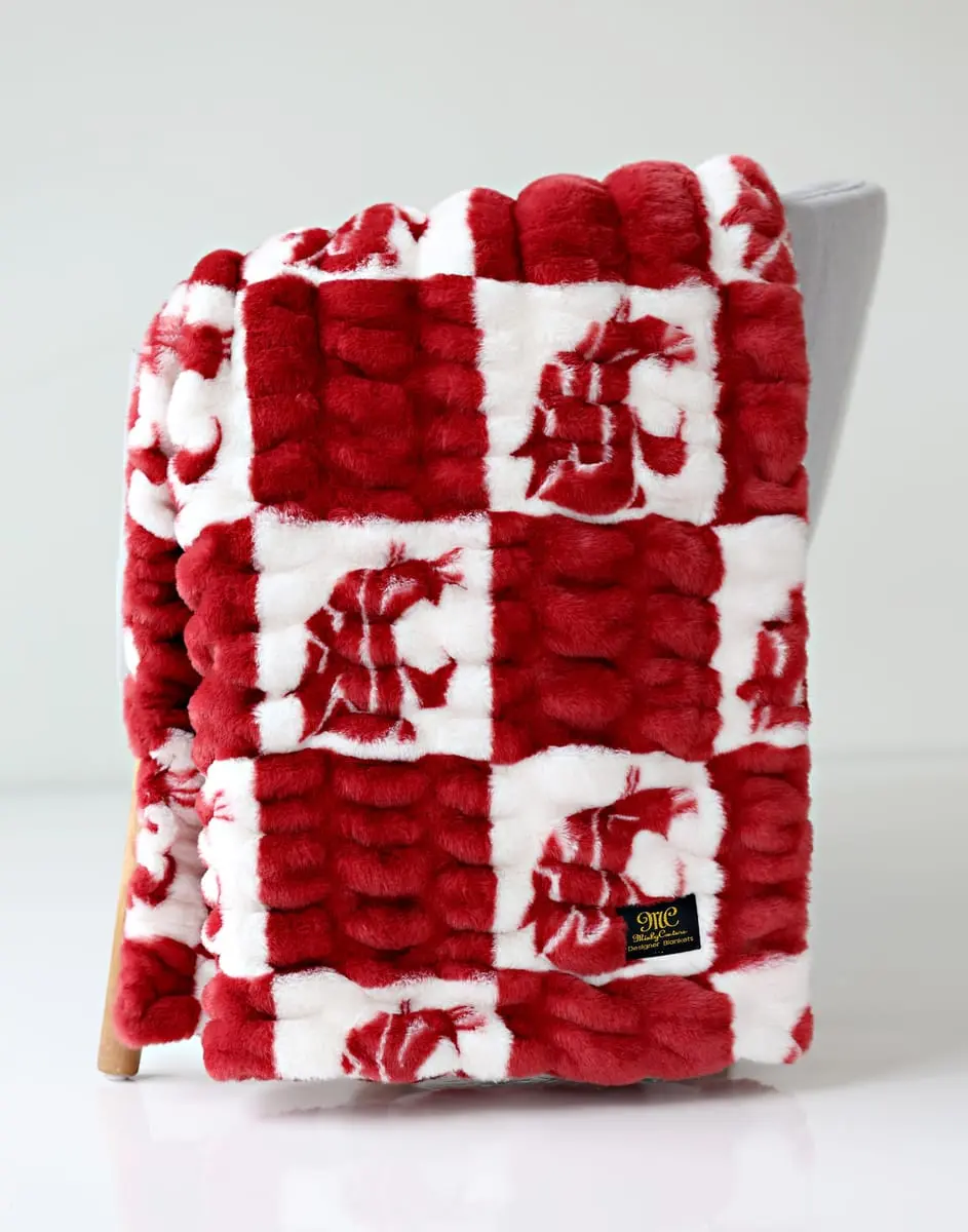 Officially Licensed Washington State Cougars Stretchy Checkered Polyester Blanket - Cozy, Machine Washable, Hang to Dry, Multi-Size (30-39in Infant, 60x72in Adult), 12in+ Sizes, Cozy Setup Bedding Throw for Alumni