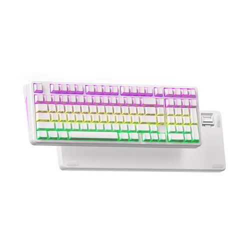 XVX M98 Lumina Full-Size Layout Gaming Keyboard with Number Pad, Tri-Mode Keys (BT5.0-2.4GHz-USB-C), Pre-Lubed Hot Swappable Switches, Gasket Structure, 8000mAh Batteries, RGB Backlit, Creamy Design for PCs/Macs, Office & Gaming Use