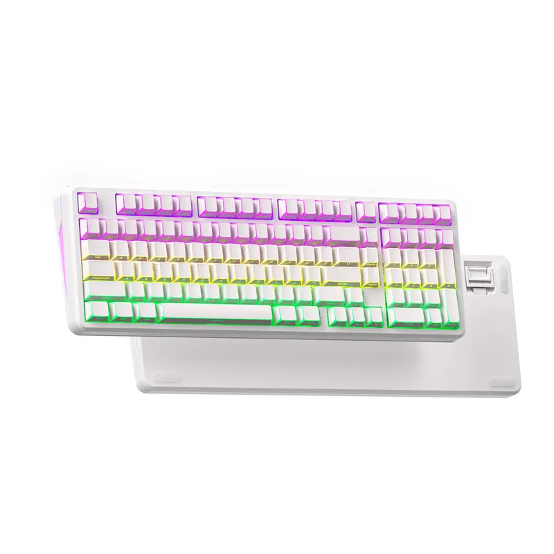 XVX M98 Lumina Full-Size Layout Gaming Keyboard with Number Pad, Tri-Mode Keys (BT5.0-2.4GHz-USB-C), Pre-Lubed Hot Swappable Switches, Gasket Structure, 8000mAh Batteries, RGB Backlit, Creamy Design for PCs/Macs, Office & Gaming Use