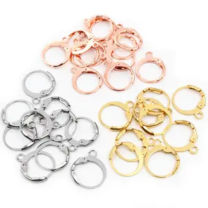 14x12mm 30pcs/Lot 316L Stainless Steel Gold  Earring Hooks Wire Settings Base Settings Whole Sale